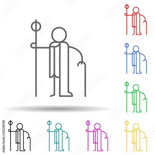 Xuanzang, monk multi color set icon. Simple thin line, outline of travel icons for ui and ux, website or mobile application