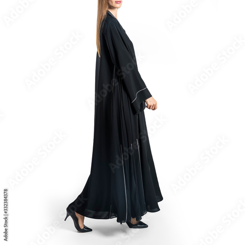 arabic muslim woman in stylish abaya, in white background - Image