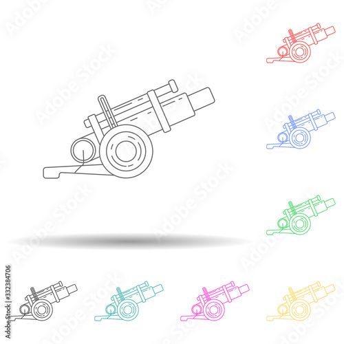 A gun multi color set icon. Simple thin line  outline vector of army icons for ui and ux  website or mobile application