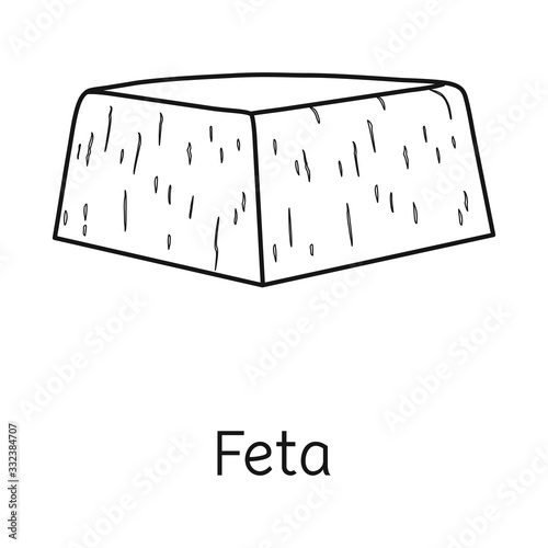 Vector illustration of cheese and feta icon. Web element of cheese and piece stock symbol for web.