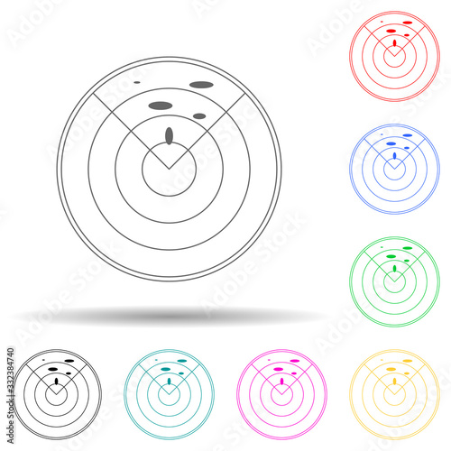 Radar multi color set icon. Simple thin line, outline vector of army icons for ui and ux, website or mobile application