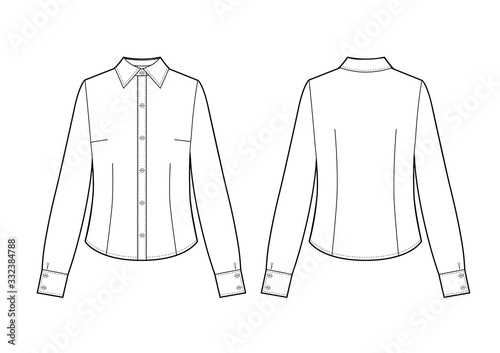 Formal long sleeved blouses for lady. Vector illustration.