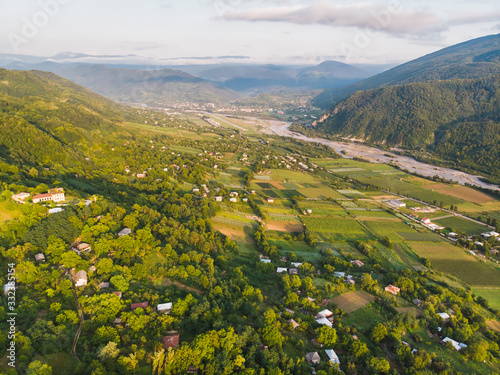 Amazing panoramic view. Khvanchkara, Racha, Georgia. photo