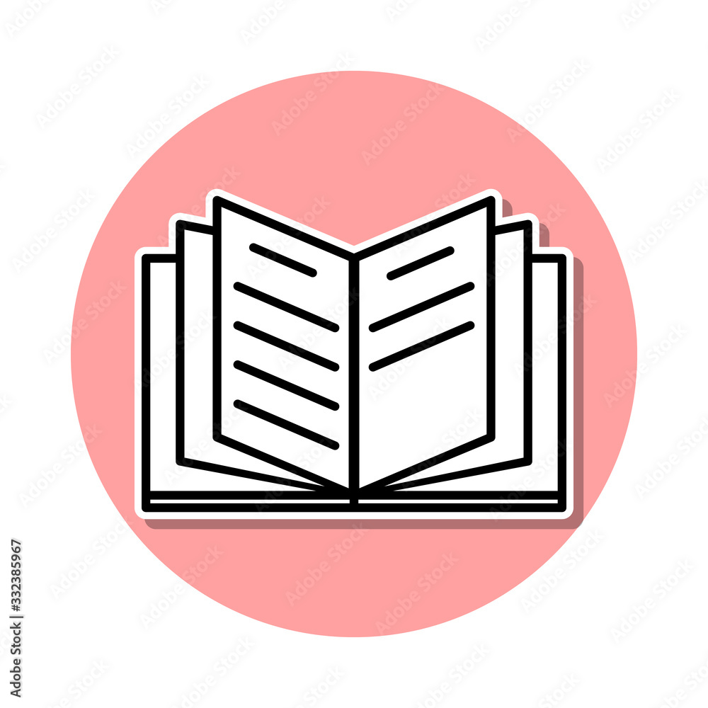 open book sticker icon. Simple thin line, outline vector of Books and magazines icons for ui and ux, website or mobile application open book sticker icon. Simple thin line, outline vector of Books and magazines icons for ui and ux, website or mobile application