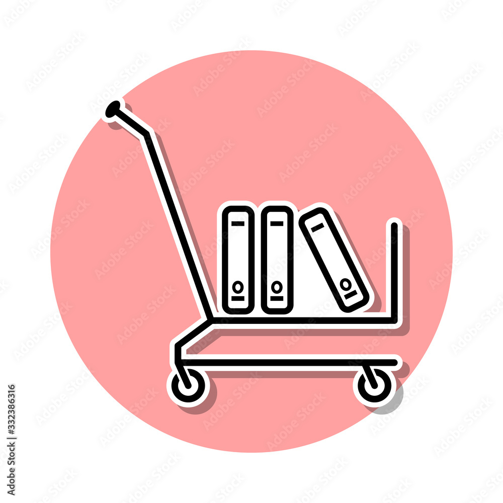 cart with books sticker icon. Simple thin line, outline vector of Books and magazines icons for ui and ux, website or mobile application cart with books sticker icon. Simple thin line, outline vector of Books and magazines icons for ui and ux, website or mobile application
