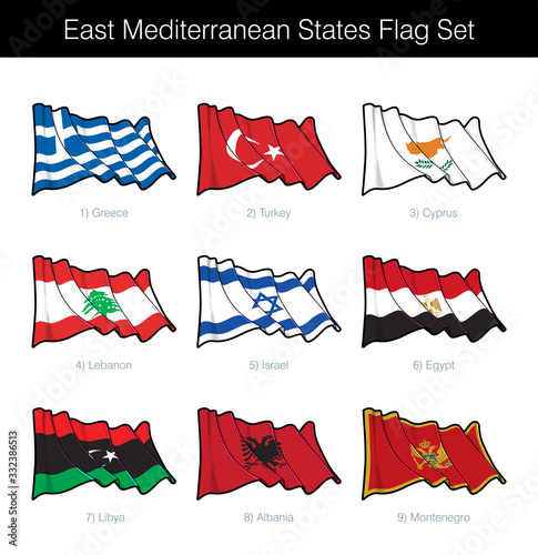 East Mediterranean States Waving Flag Set
