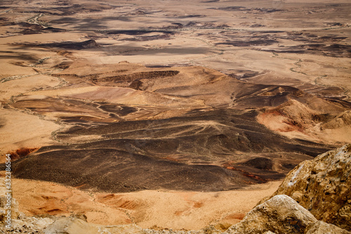 Deatail of unique colorful palette of Israeli Negev desert near Mitzpe Ramon photo