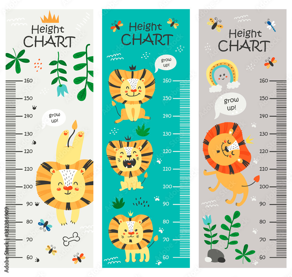 Kids height chart with lions