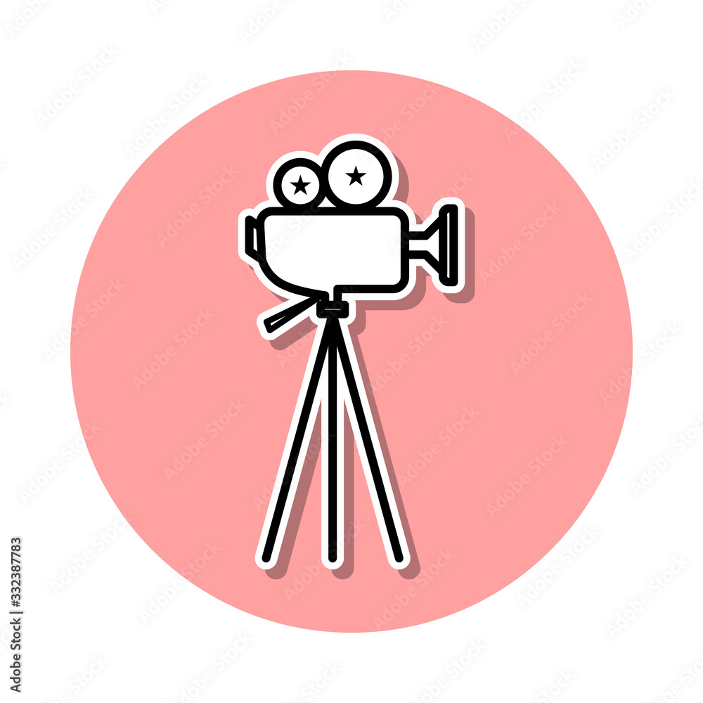 cinema camera sticker icon. Simple thin line, outline vector of cinema ...