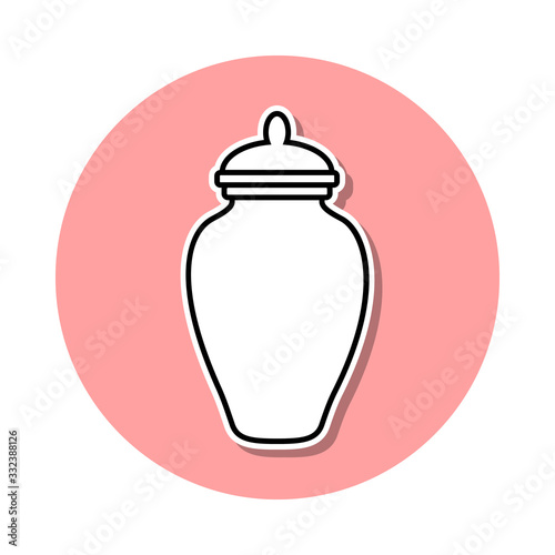 urn of ashes sticker icon. Simple thin line, outline vector of Death icons for ui and ux, website or mobile application