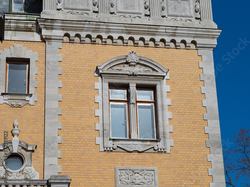 Architectural fragment of the facade of historical building. Palace Museum in Massandra.