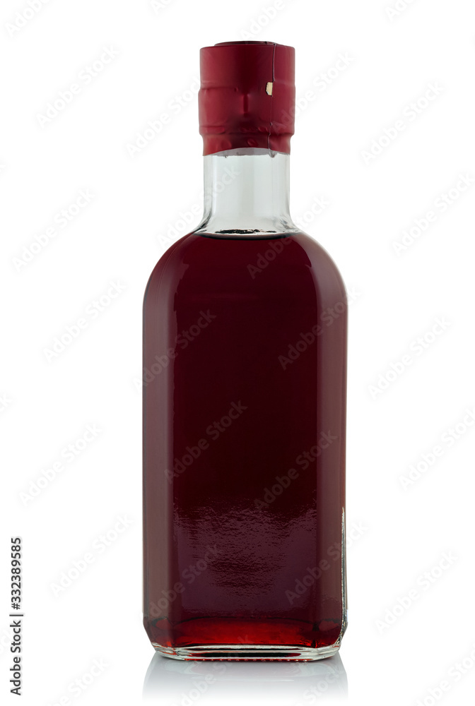 Bottle of dark red alcoholic beverage