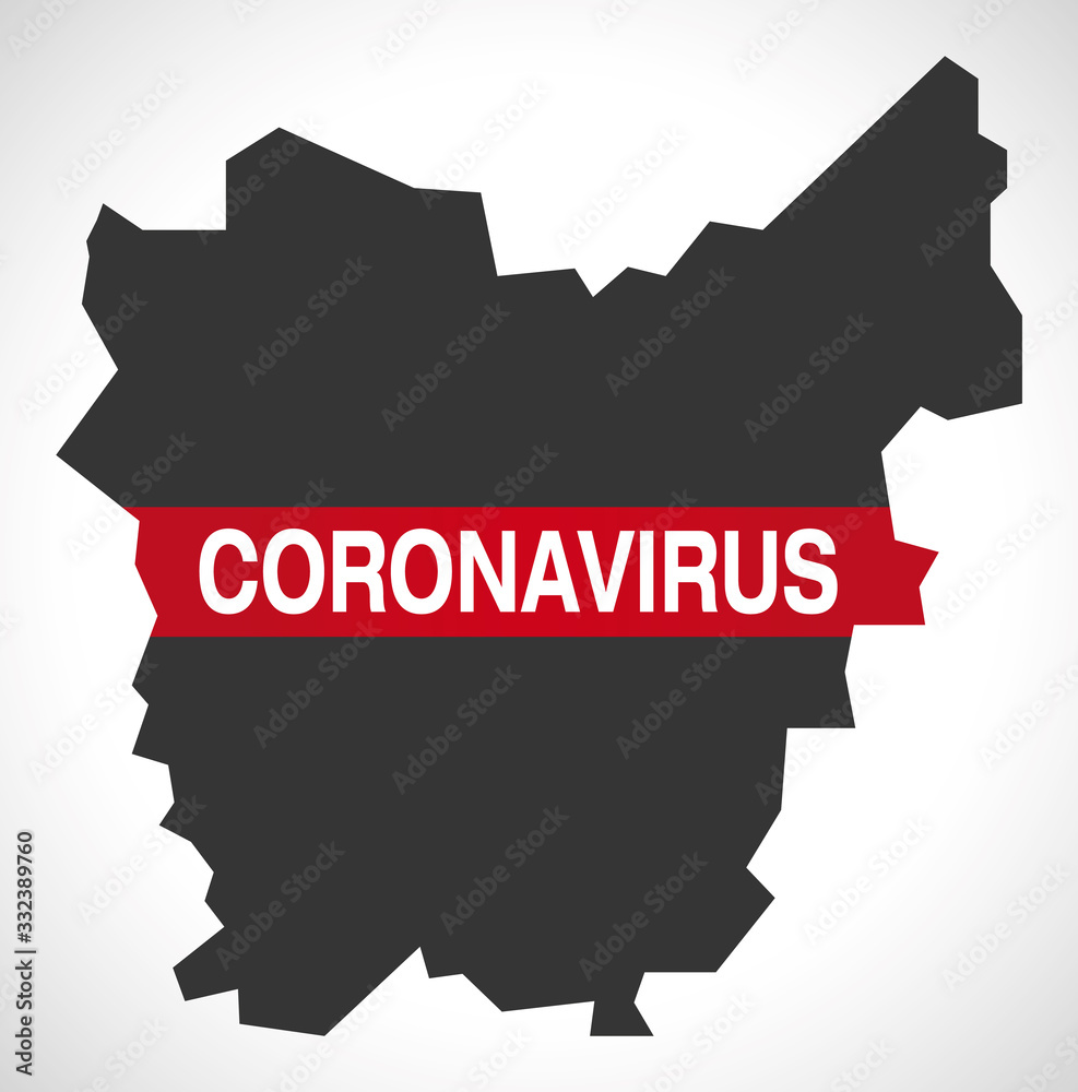 East Flanders BELGIUM province map with Coronavirus warning illustration