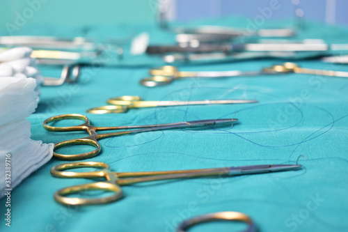 Tools, surgical sutures on sterile