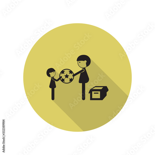 father plays with his son in the ball long shadow icon. Simple glyph, flat vector of FAMILY icons for ui and ux, website or mobile application