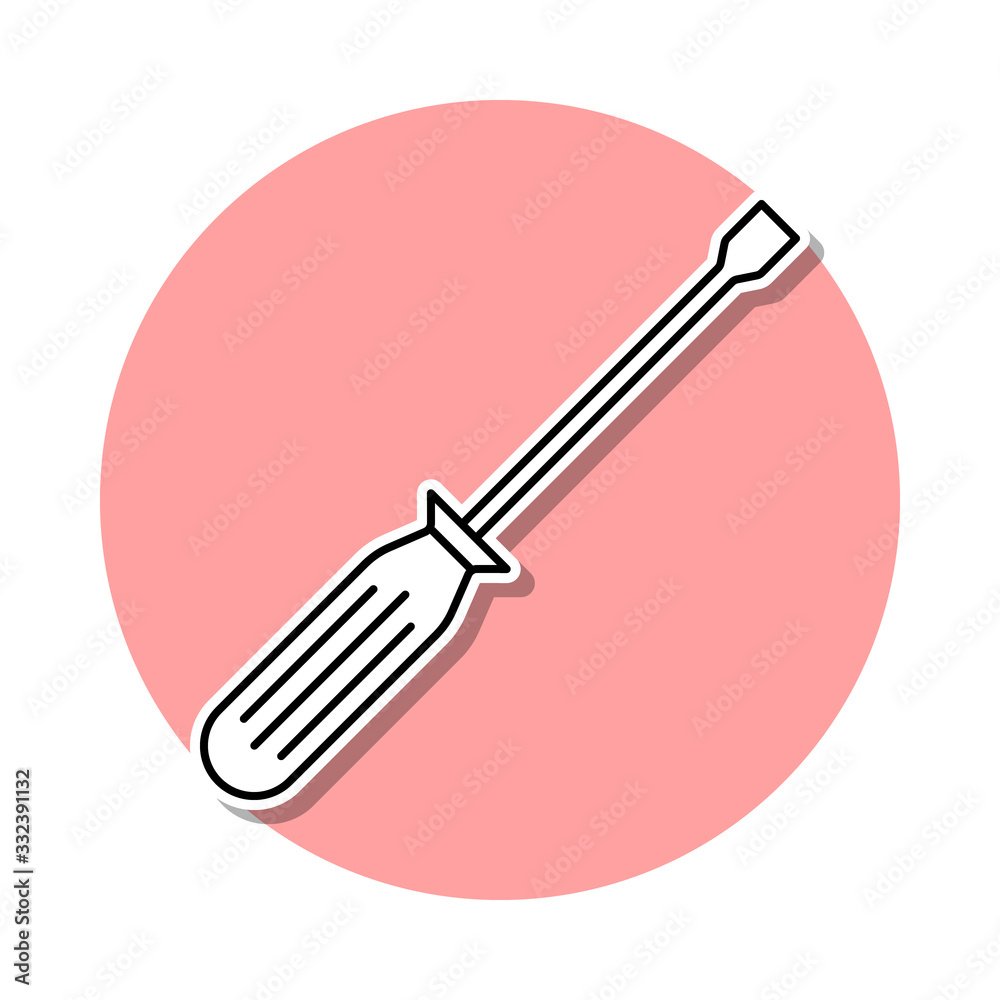 screwdriver sticker icon. Simple thin line, outline vector of Home repair tool icons for ui and ux, website or mobile application screwdriver sticker icon. Simple thin line, outline vector of Home repair tool icons for ui and ux, website or mobile application