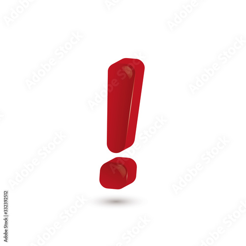 Red exclamation mark, 3d illustration