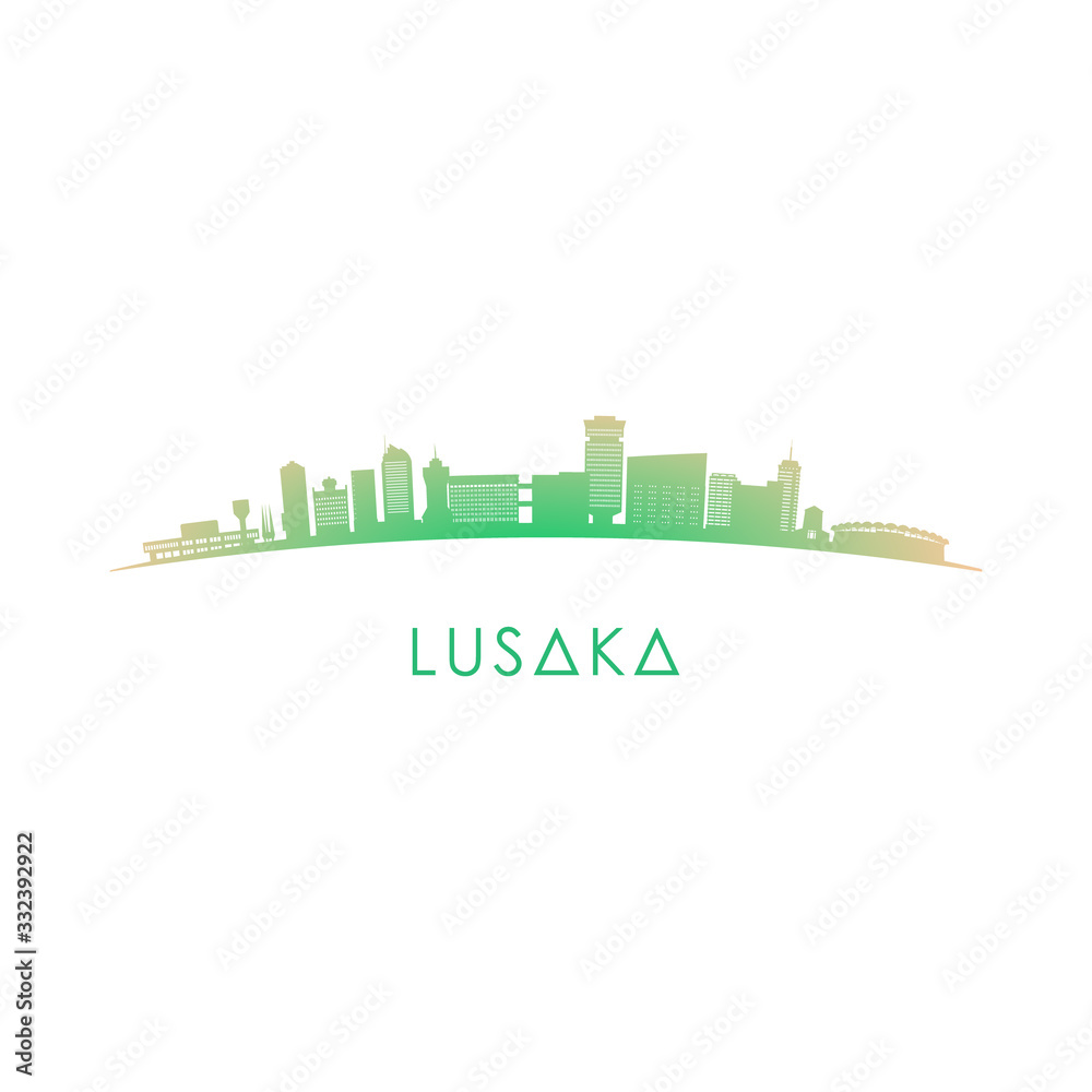 Lusaka skyline silhouette. Vector design colorful illustration.
