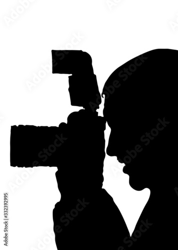 man profile picture, silhouette. Photographer, photos, cameraman