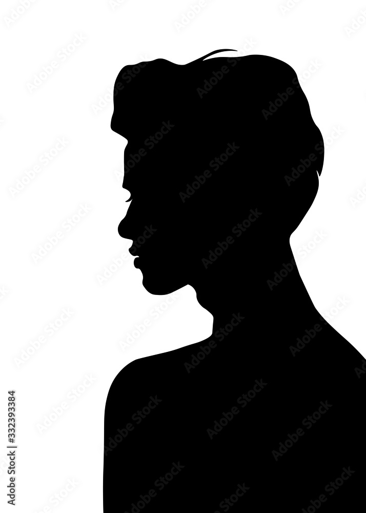 male profile picture, silhouette. Of the page	