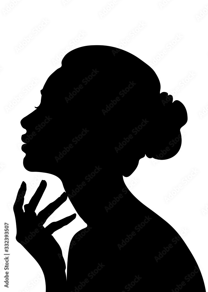 woman profile picture, silhouette. pages