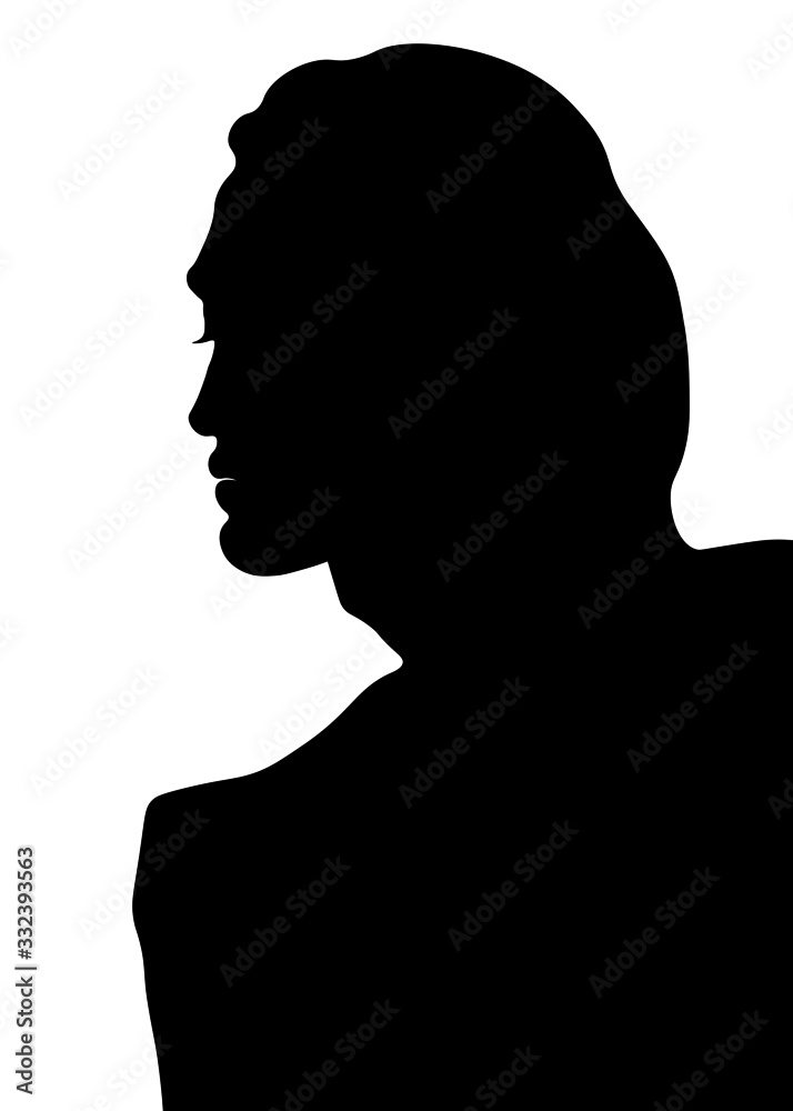 male profile picture, silhouette. Of the page	