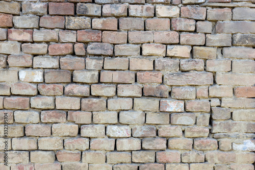 Old Bricks Wall Background With Concrete With Copy Space