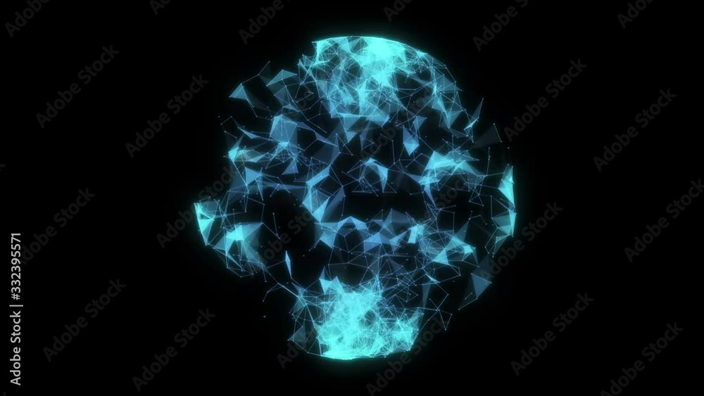 Abstract globe, sphere in space in the form of plexus. Geometric background with moving lines, dots and triangles. Global network concept. Looped Abstract globe, sphere in space in the form of plexus. Geometric background with moving lines, dots and triangles. Global network concept. Looped