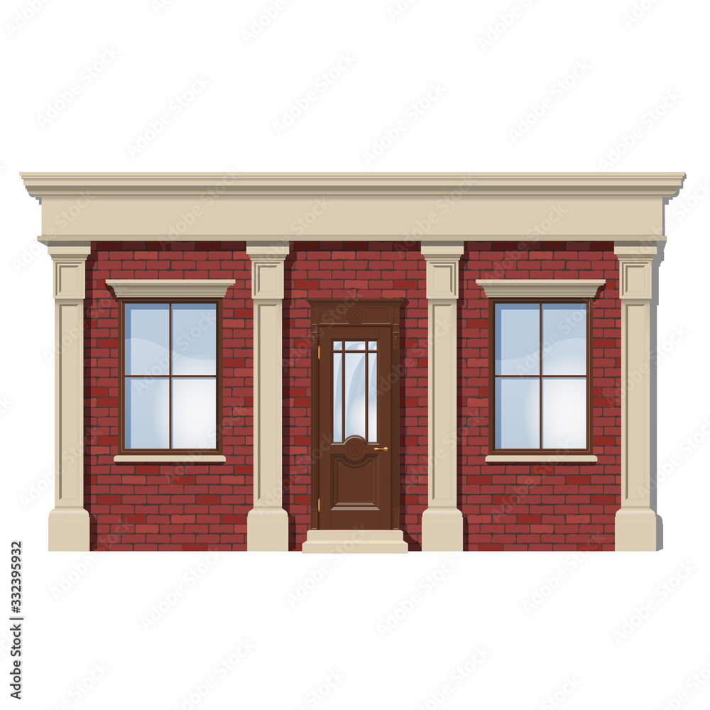 Old brick facade with windows Old brick facade with windows