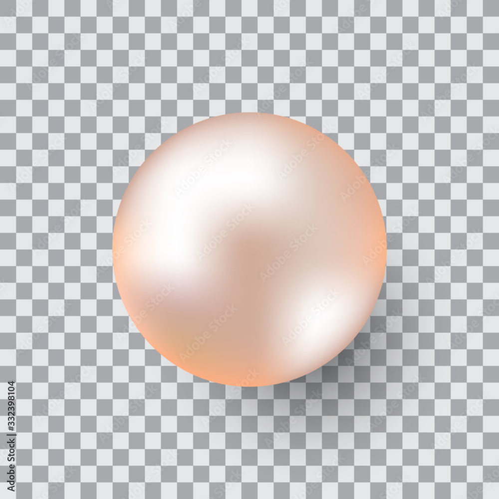 Naklejka Shiny pearl, golden, beige sphere, vector illustration.