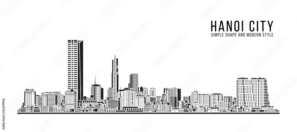 Fototapeta premium Cityscape Building Abstract Simple shape and modern style art Vector design - Hanoi city