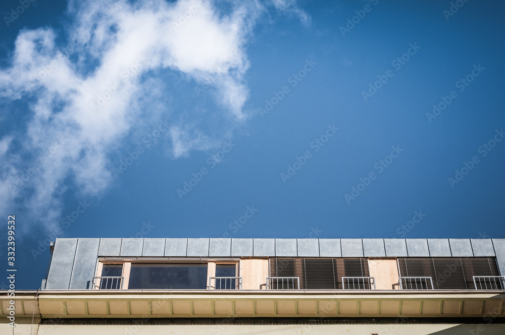 Block of flats roof extension, town, housing