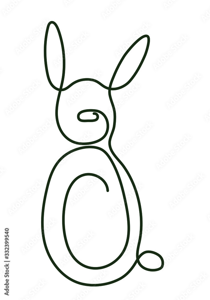Obraz premium one line drawing art rabbit logo style. mono line rabbit logo. simple and modern style. continuous line rabbit