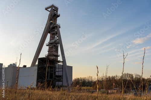 sunset hugo coal mine ruhr area evening at gelsenkirchen