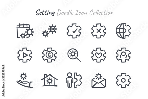 Setting doodle icon collection