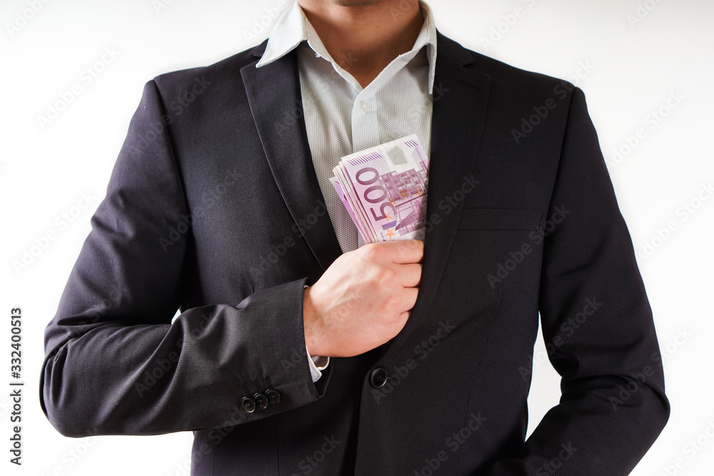 Hands with euros banknote on business background. Hands with euros banknote on business background.