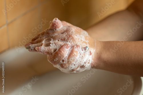 Prevention of influenza - Cleaning hands with soap against disease infection versus flu or infulenza,