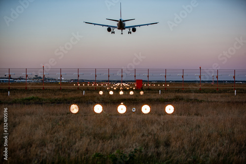 jet airplane start landing photo