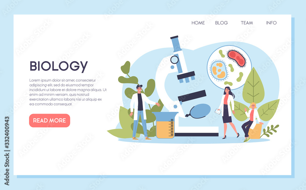 Biology science web banner or landing page. People Biology science web banner or landing page. People