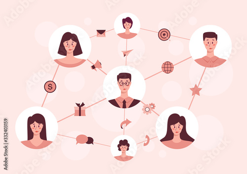 Referral program concept. Business network in referral marketing