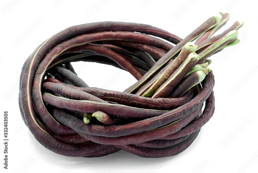 Yardlong bean or Chinese long bean isolated on white background Yardlong bean or Chinese long bean isolated on white background