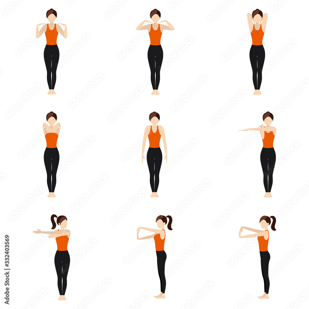 12 yoga poses for sculpted shoulders Royalty Free Vector