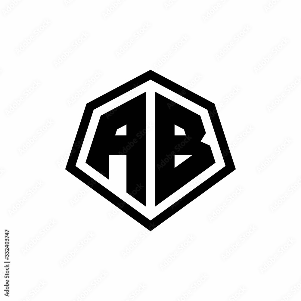 AB monogram logo with hexagon shape and line rounded style design template AB monogram logo with hexagon shape and line rounded style design template