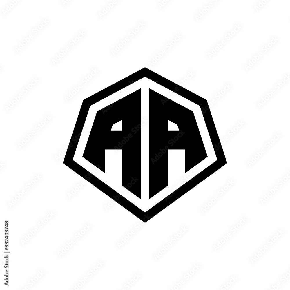 AA monogram logo with hexagon shape and line rounded style design template AA monogram logo with hexagon shape and line rounded style design template