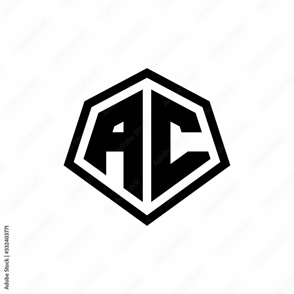 AC monogram logo with hexagon shape and line rounded style design template AC monogram logo with hexagon shape and line rounded style design template