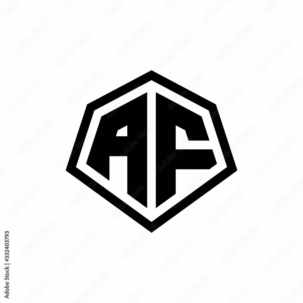 AF monogram logo with hexagon shape and line rounded style design template AF monogram logo with hexagon shape and line rounded style design template