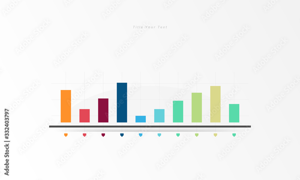 Modern presentation chart, bar, graph for business plan on white background.