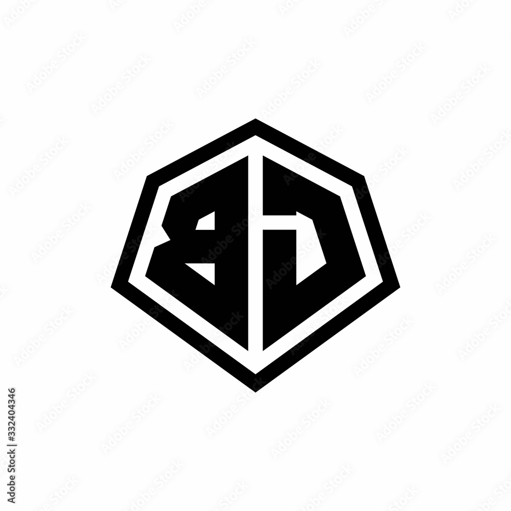BJ monogram logo with hexagon shape and line rounded style design template BJ monogram logo with hexagon shape and line rounded style design template
