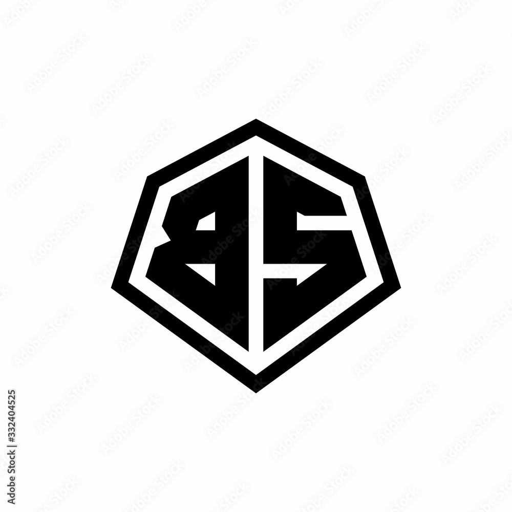 BS monogram logo with hexagon shape and line rounded style design template BS monogram logo with hexagon shape and line rounded style design template