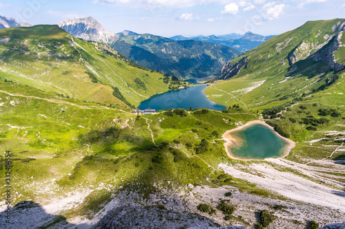 Hiking and climbing in the beautiful Tannheim valley photo